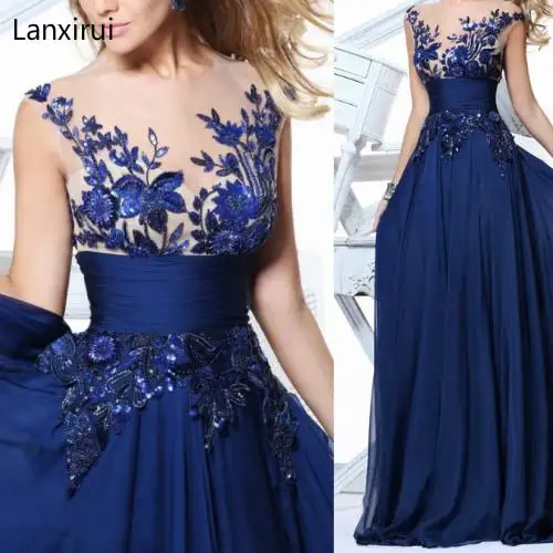 New Elegant Blue /Wine Red /Black Lace Chiffon Long Dresses For Wedding Party Summer Formal Dress  Maxi Dresses Vestidos