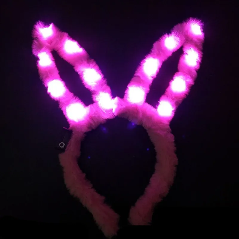 Christmas decoration halloween birthday Glowing plush rabbit ears headband children glowing toys | Дом и сад