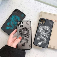 dragon phone case iphone 13 12 11 matte transparent for 7 8 plus mini x xs xr pro max clear fashion animal pattern cover shell
