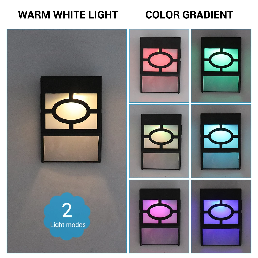 

BORUIT 7 Colors Solar Lamp Waterproof Garden Solar Light Street Yard Home Fence Security Lamp Outdoor Decoration Led Wall Light