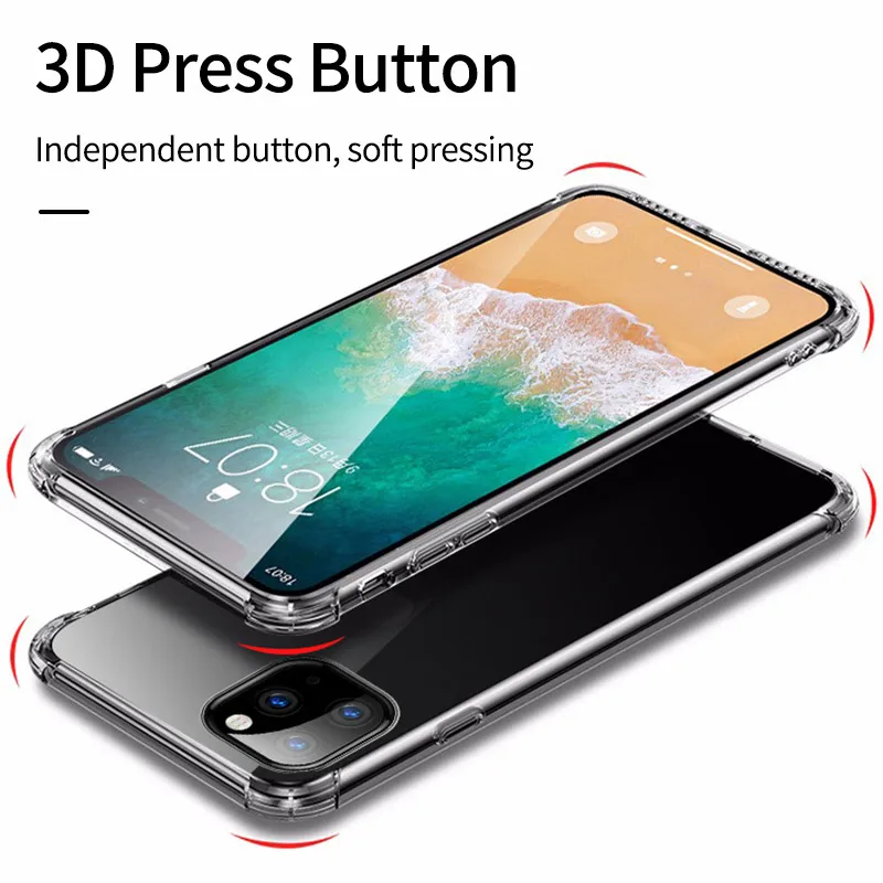 Противоударный бампер YBD прозрачный силиконовый чехол для телефона iPhone 11 X XS XR Max