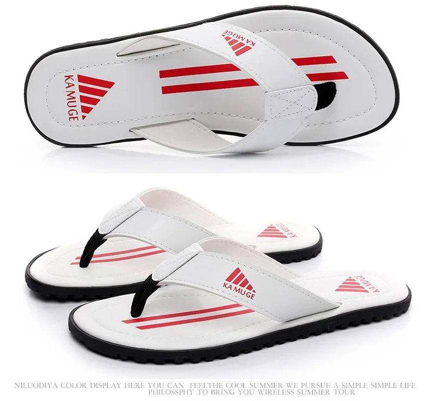 brand pu leather summer men slippers beach slides comfort men casual shoes fashion men flip flops hot sell footwear 2020 free global shipping