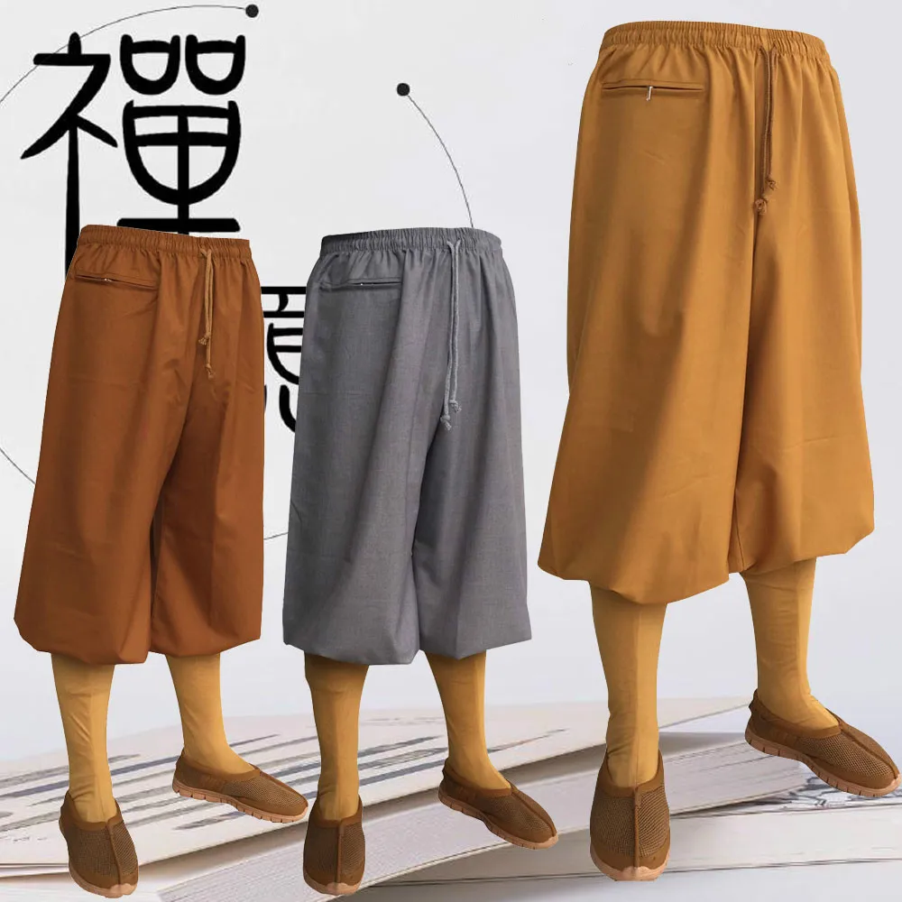 Pantalones chinos tradicionales, bombachos de artes marciales, Zen, budista, monje Shaolin, Kung Fu