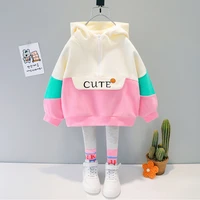 hot infant baby girl hooeded casual clothes outfit set spring letter top solid color long trousers 1 2 3 4 years