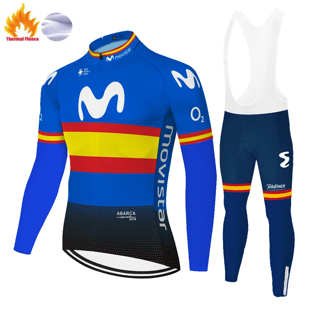 2020 pro команда movistar ciclismo Богемный комплект roupa зимние Термальность флис Велосипеды