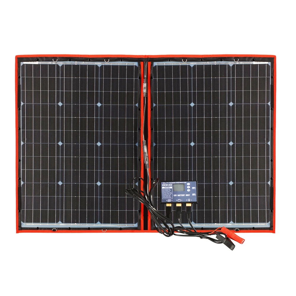 Dokio 100W 110 Вт(55 Вт x 2 шт.) 18V гибкие черные панели солнечных батарей Китай складное+ 12/24V регулятор напряжения 110 ватт панель солнечных батарей
