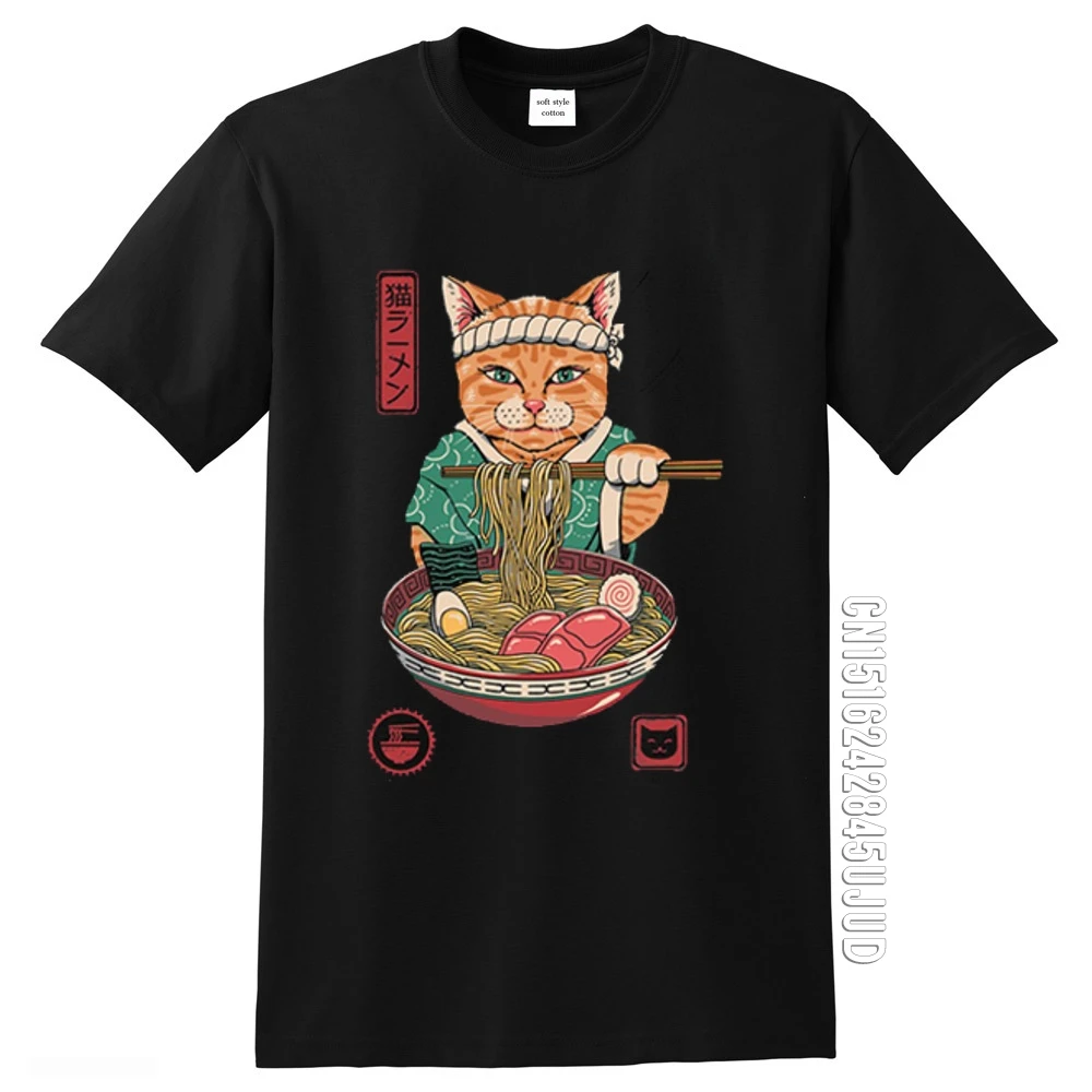 

Neko Ramen Tshirt Japan Cat Anime T Shirt Men High Quality Aesthetic Cotton Vintage T-shirt Harajuku Streetwear Camisetas Hombre