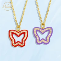 korea cute fashion butterfly pendant necklaces for women fine vintage purple hollow out butterflies drop girl best friend gifts