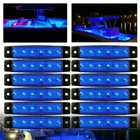 12 Pcs 6 Leds Marine Boat LED Cabin Deck Courtesy Light Stern Transom Lights Blue For Navigation Light Bow Light
