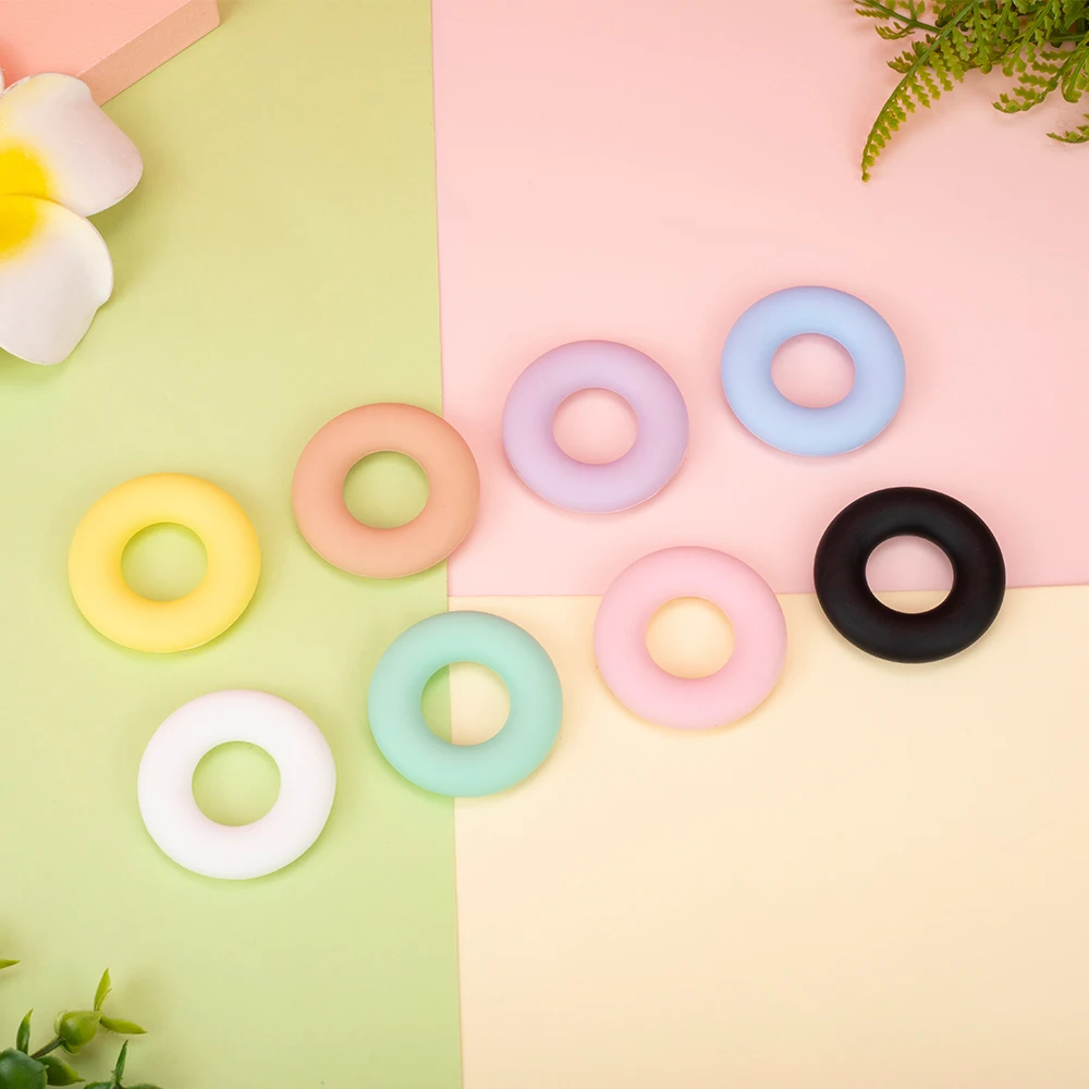 Sunrony-collar de dentici&oacute;n para beb&eacute;, cuentas redondas de silicona Perle, anillo de dentici&oacute;n de 42mm, juguete de calidad alimentaria, productos para beb&eacute;, 10 Uds.-0