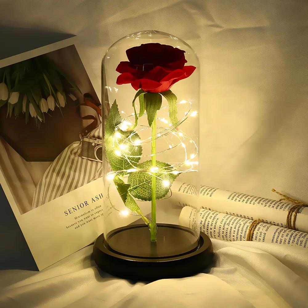 rose flower Светильник со светодиодной полосой, светящаяся искусственная Роза, романтическое Рождественское украшение, цветок, свадьба, день рождения, День Святого Валентина, подарки - Цвет: rose flower