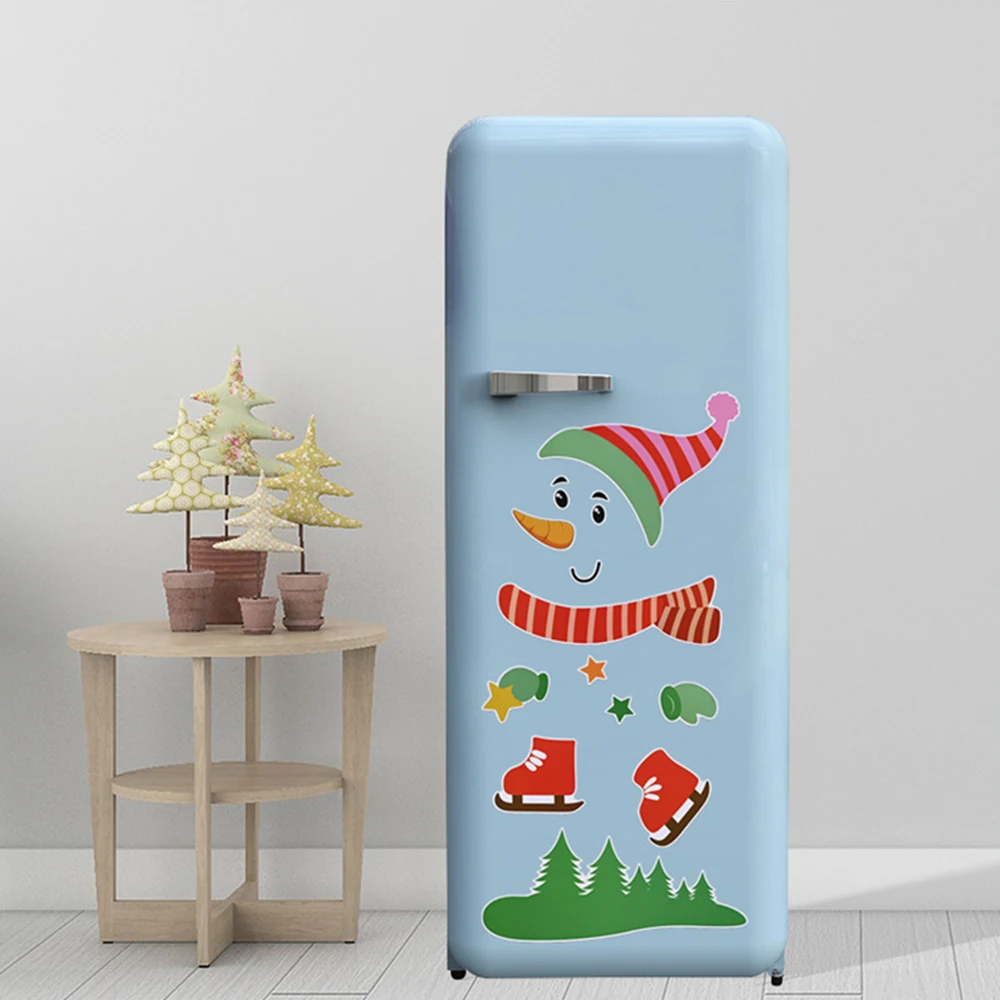 

90*30cm Christmas Cartoon Magnetic Refrigerator Creative Decor Santa Claus Elk Sticker Fridge Sticker Waterproof Wall Stickers