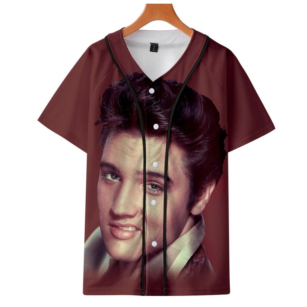 Гавайская рубашка The King Elvis Presley в стиле Харадзюку летняя бейсбольная футболка с