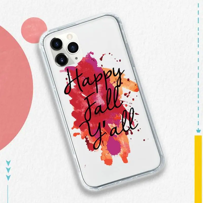 

Fallen leaves Pumpkin happy fall Phone Case Transparent soft For iphone 5 5s 5c se 6 6s 7 8 11 12 plus mini x xs xr pro max
