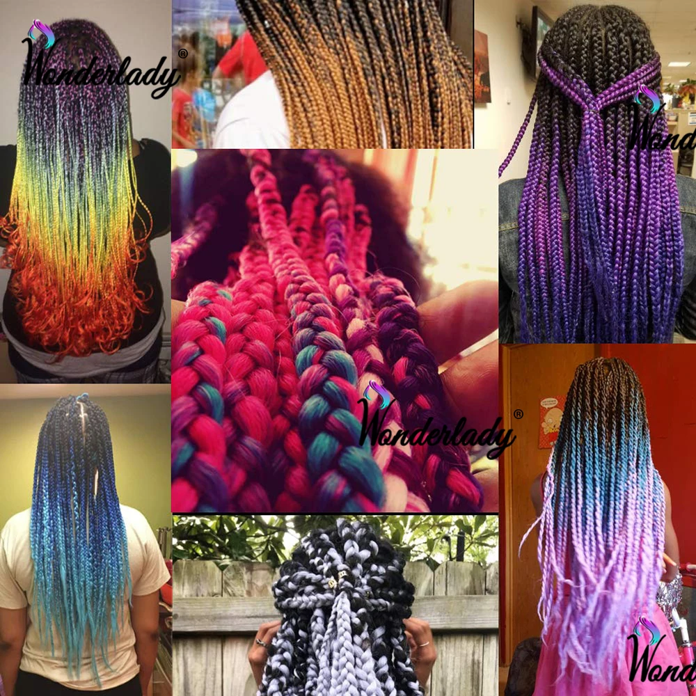 WonderLady 24 дюйма синтетические косички волосы для наращивания огромные на крючках