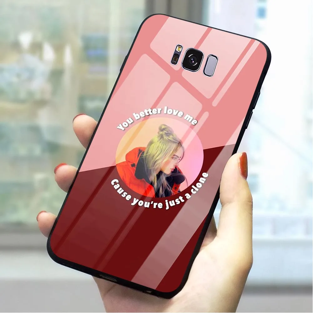 K1027305 Billie Eilish закаленное Стекло чехол для телефона для samsung S7 чехол Galaxy A70 A60 M40 A50 A40 A20 A30 A10 S7 край S8 S9 плюс S10 - Цвет: K1027305