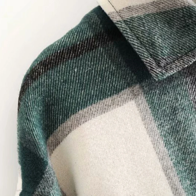 

Autumn Winter Green Plaid Jackets Women Oversize Jacket Loose Causal Streetwear Jackets Coats Ladies Outerwear Womens Plus Size