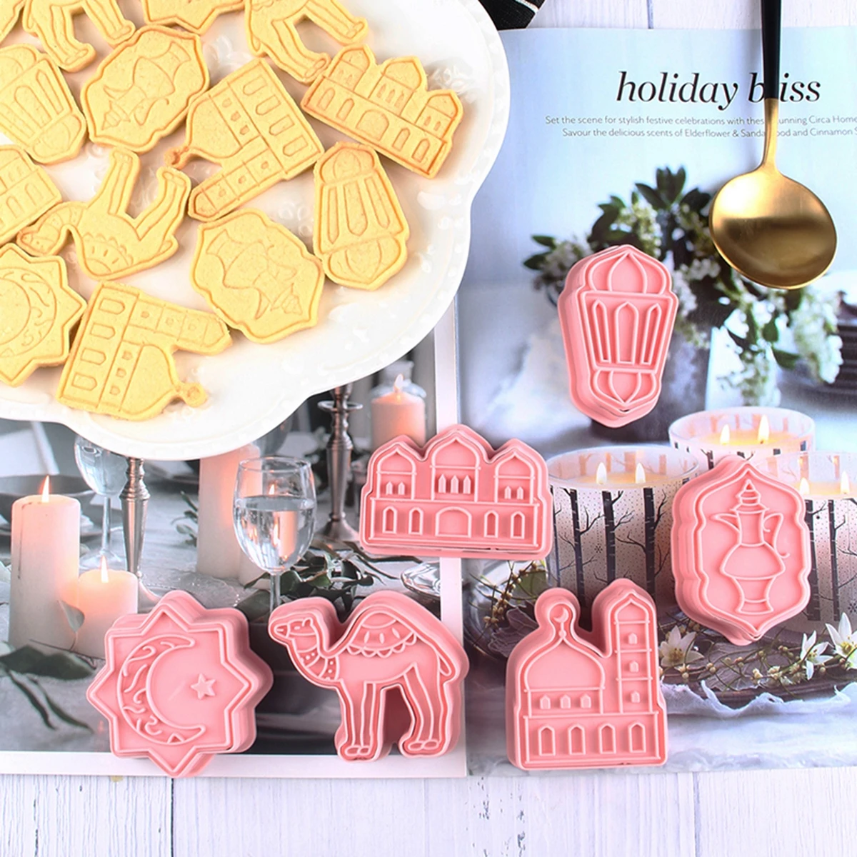 

6Pcs/set EID MUBARAK Moon Star Biscuit Mold Cookie Cutters DIY Ramadan Decoration Party Suppiles Islamic Muslim Cake Baking Tool