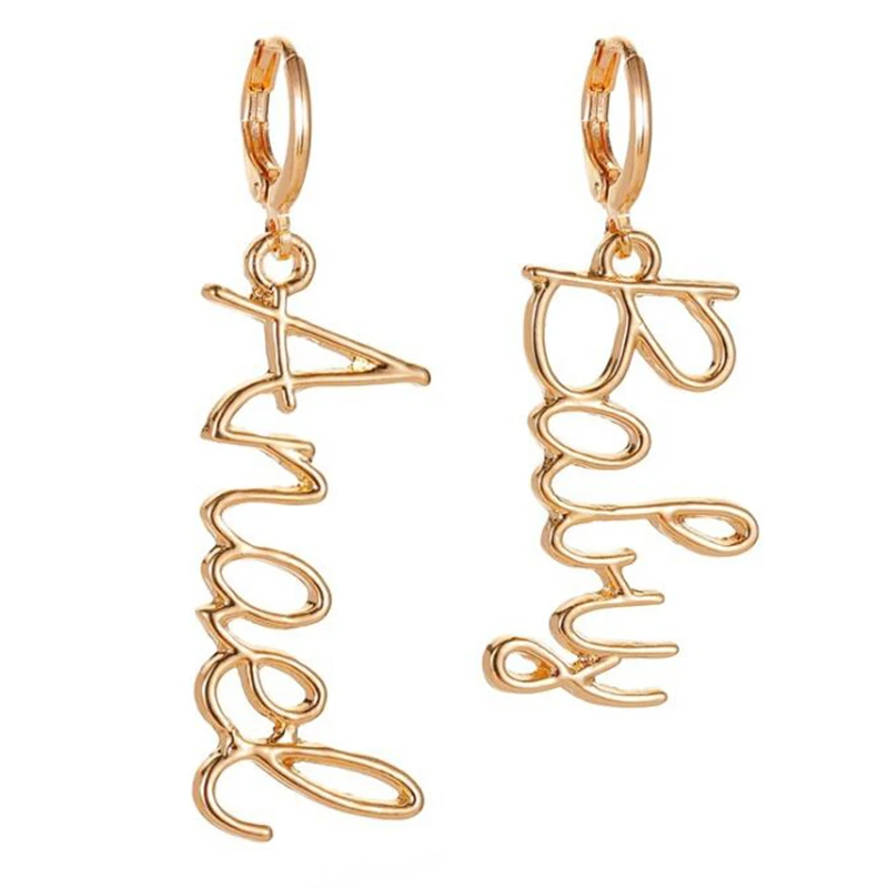 Женские асимметричные серьги-подвески забавные детские серьги с английскими