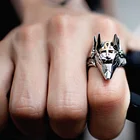 Кольцо унисекс из титановой стали для личной самозащиты, панк, анубис, египетский крест, зверь, анти-волка, кольцо на палец, винтажные кольца с волком, подарок