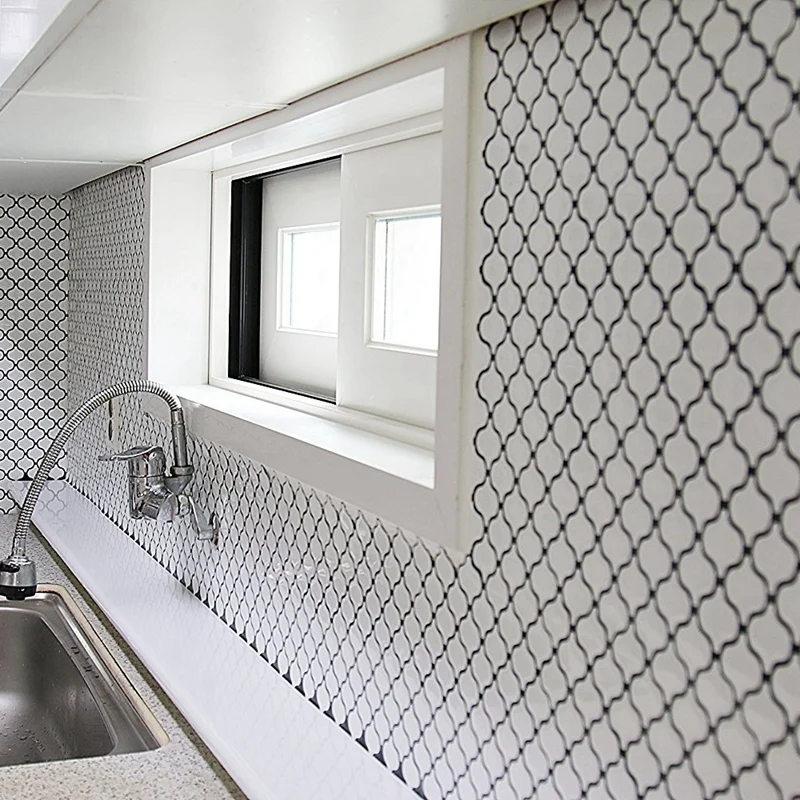 3D самоклеящаяся мозаичная настенная плитка наклейка белая арабика стильная