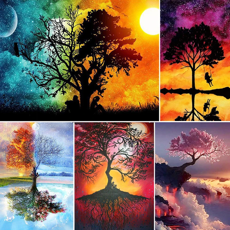 2021 5D картина для алмазной вышивки с пейзажем деревом фантазии вышивка крестом