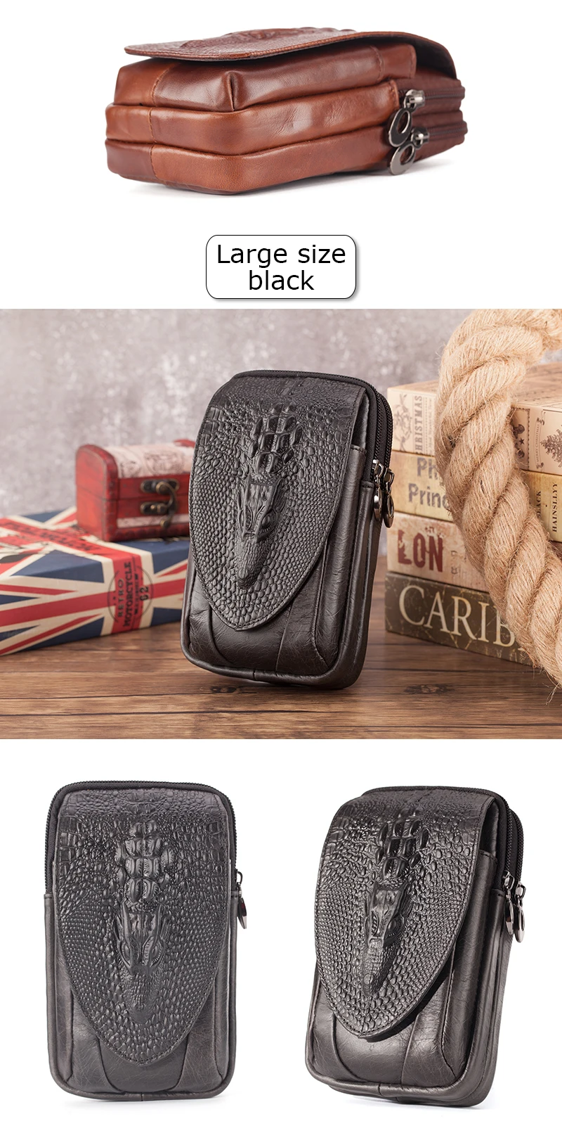 Genuine Leather Men's Waist Fanny Pack Mobile Phone Pouch Soft Cowhide Cross Body Zipper Money Purses Hip Bum Belt Bags For Men