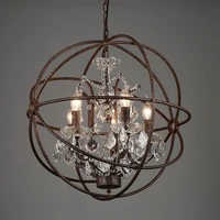 vintage rust iron cage chandeliers e14 big style crystal lustre led lamp 456 lighting modern for living room bedroom bar