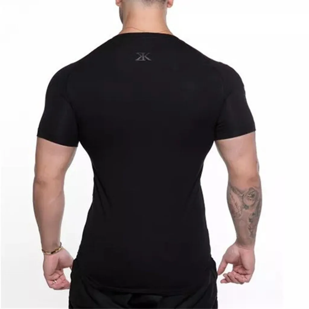 Мужской обтягивающий Быстросохнущий Фитнес топ с короткими рукавами