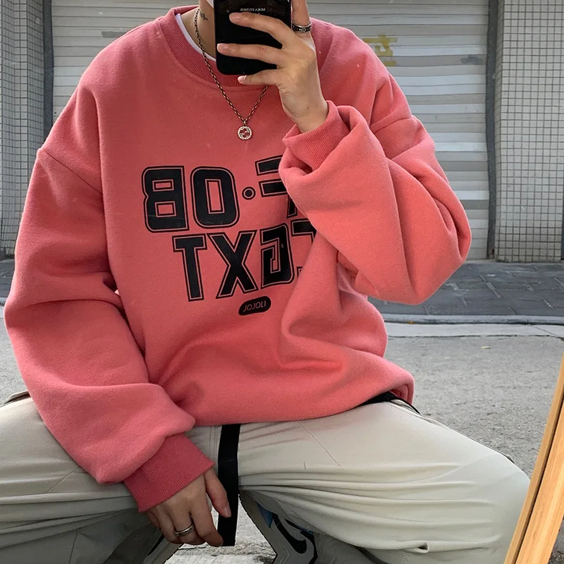 

Hong Kong style men's round neck pullover spring loose trend all-match casual sweater