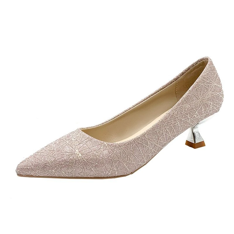 

Pointed Toe High Heels for Women Fashion Ladies Golden Banquet Shoes 2021 Spring New Casual Silver Fine Heel Dinner Pumps Woman