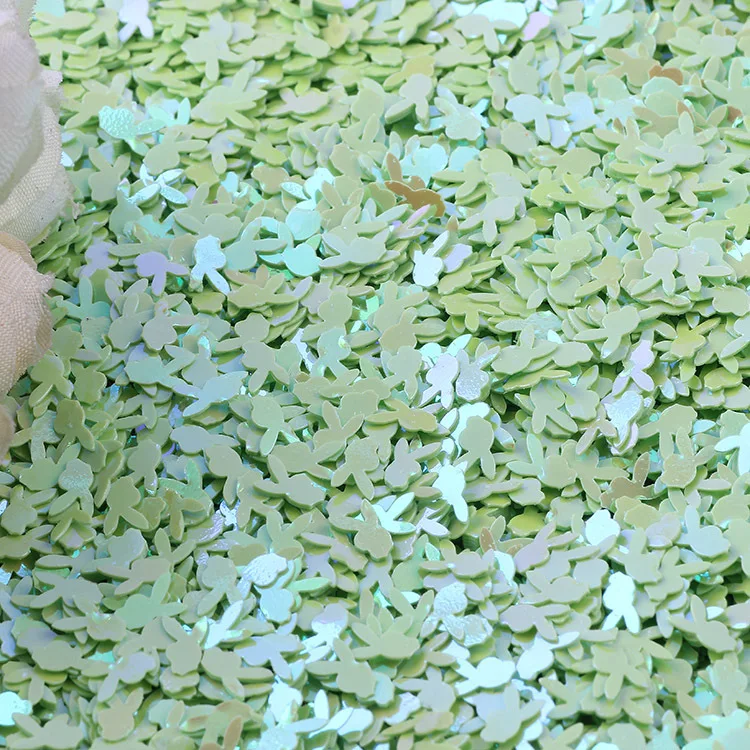 AB green 5 мм Кролик Форма ПВХ свободные блестки пайетки для дизайна ногтей маникюр ремесла DIY шитье свадебные конфетти украшения 10 г - Цвет: AB green