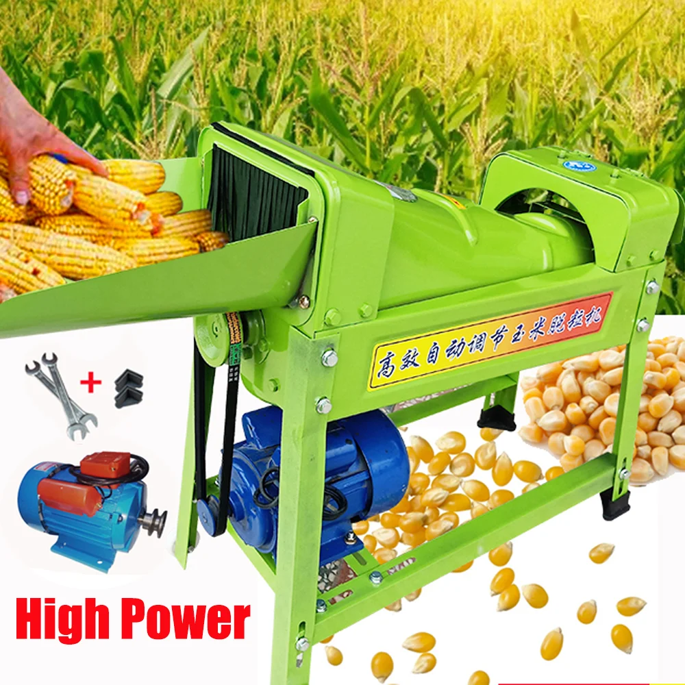 

Electric Corn Thresher Small Home Fully Automatic Multifunction Corn Sticks Grits Corn Peeling Machine Threshing Machine 220V