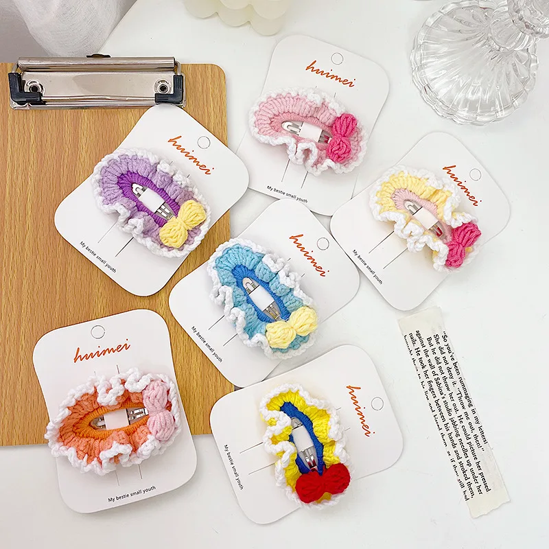 

Free shipping ins women winter Knitting princess hairclips girl's bow hairpins snap clip lady's hair accessories