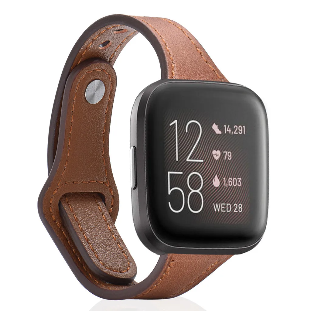 F Замена браслета роскошный кожаный ремешок для Fitbit Versa 2 Смарт часы ремешок сменный браслет наручных часов ремешок для умных часов Ремешок - Цвет: F