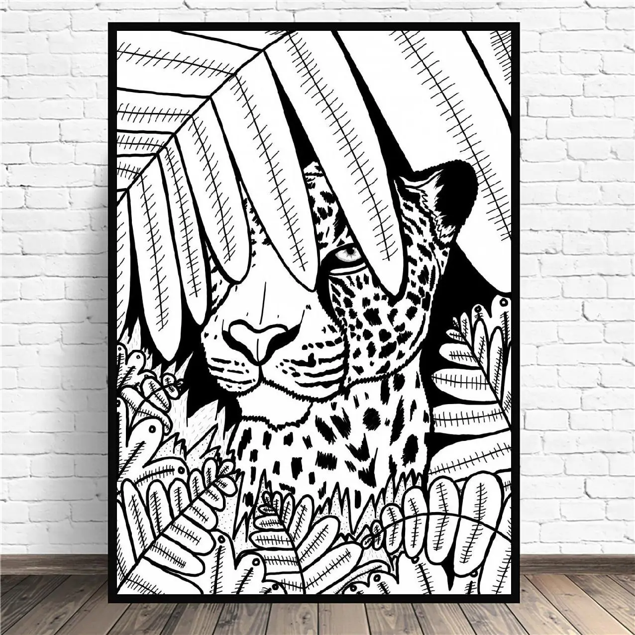 Леопардовые черно-белые животные художественные плакаты на холсте домашний