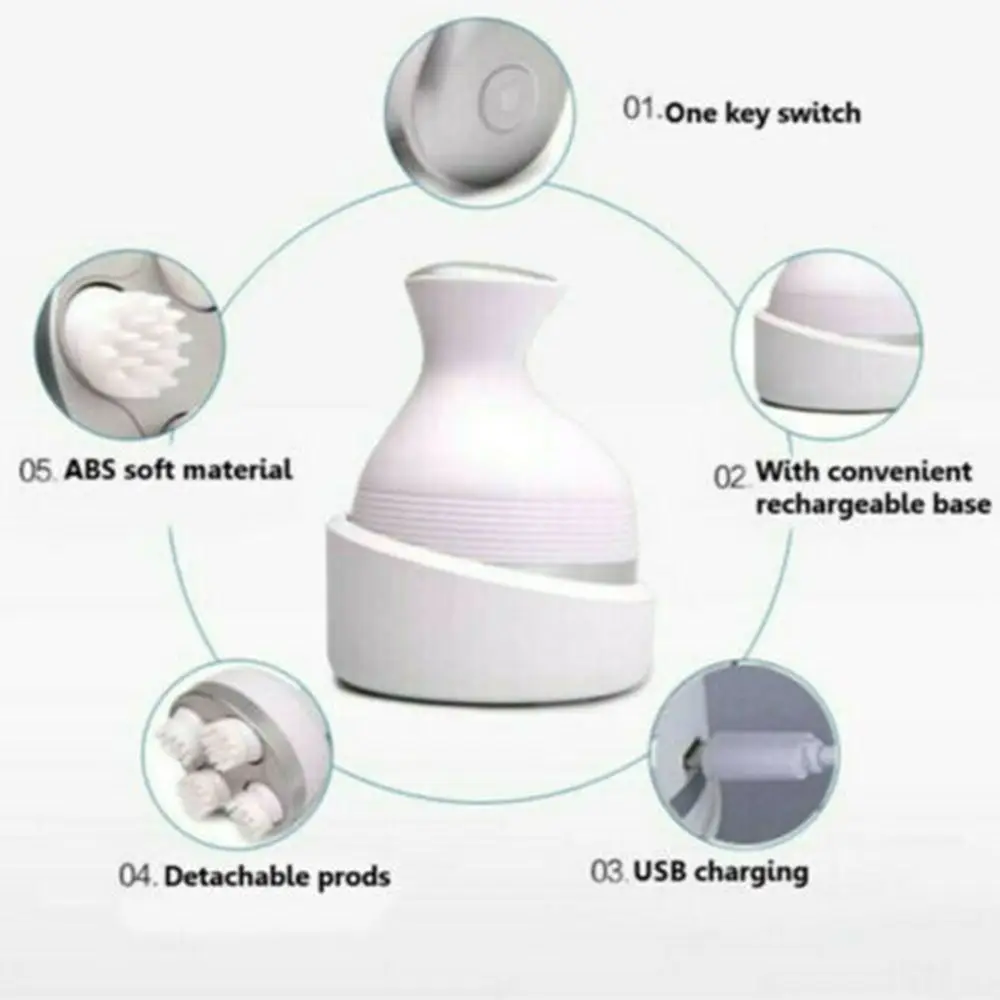 Массажер для головы беспроводной водонепроницаемый белый/синий/розовый |