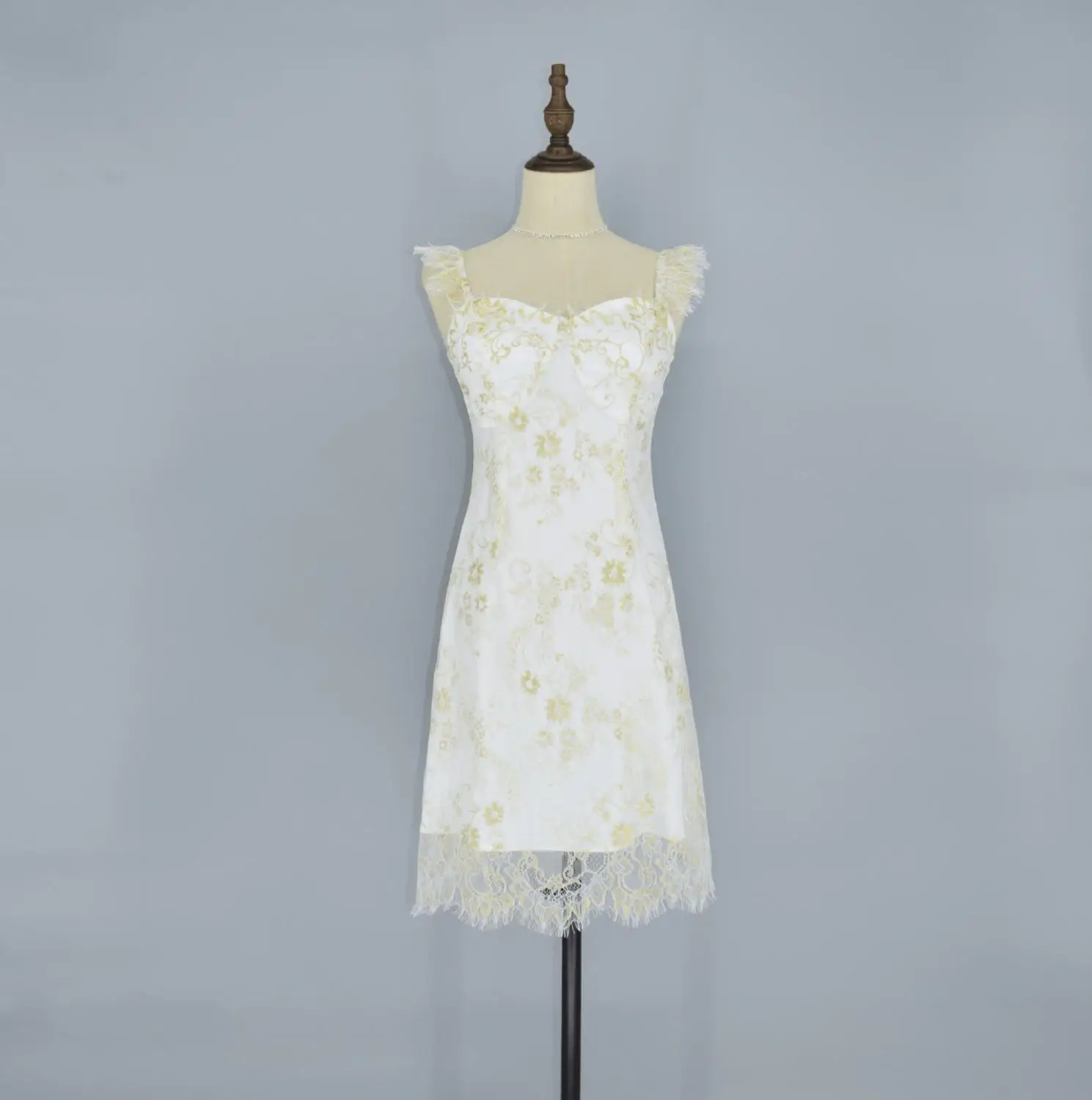 Высококачественное кружевное платье с вышивкой для женщин v-образный вырез на