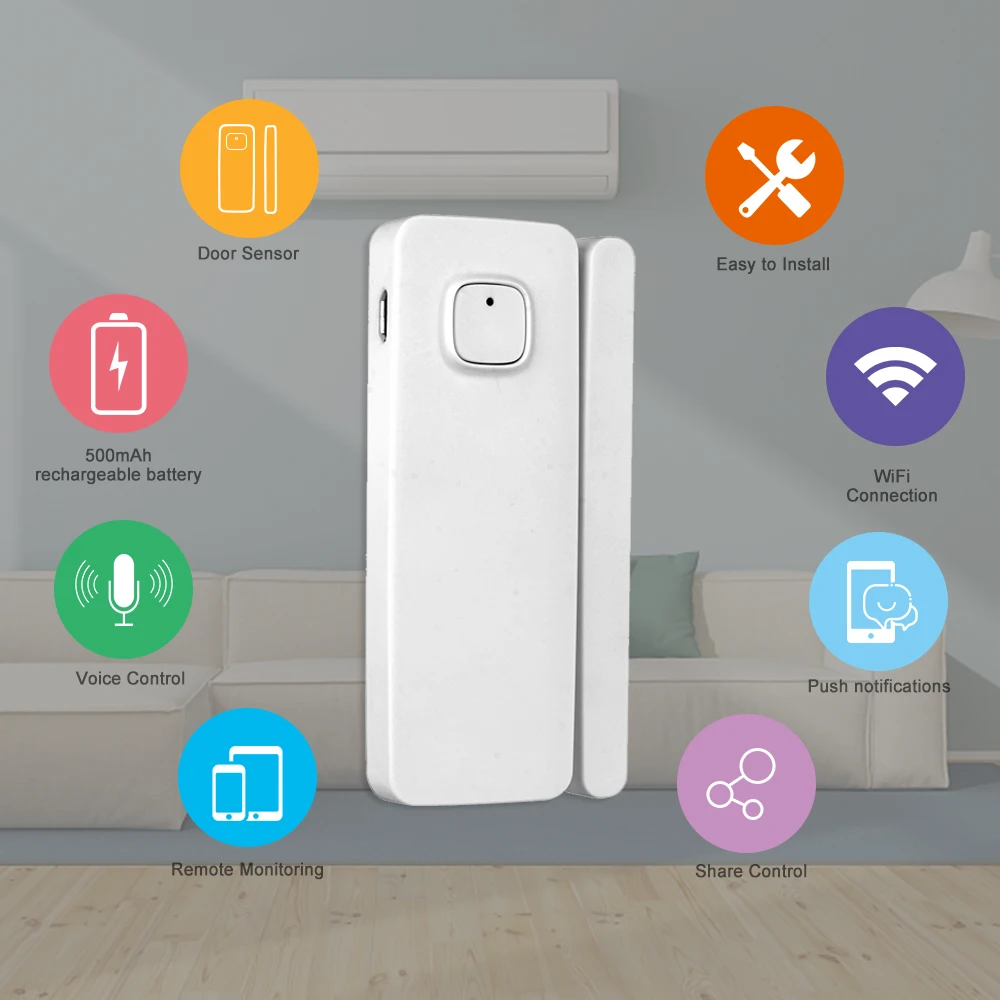 Система сигнализации Tuya Wi-Fi датчик окон и дверей с USB-зарядкой | Безопасность