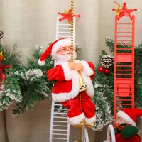 new electric climbing ladder santa claus christmas figurine ornament decor climb up the beads and go down repeatedly toy gifts
