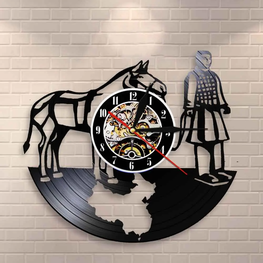 Настенные часы Xian винтажные с рисунком воинов из мультфильма правитель | Дом и