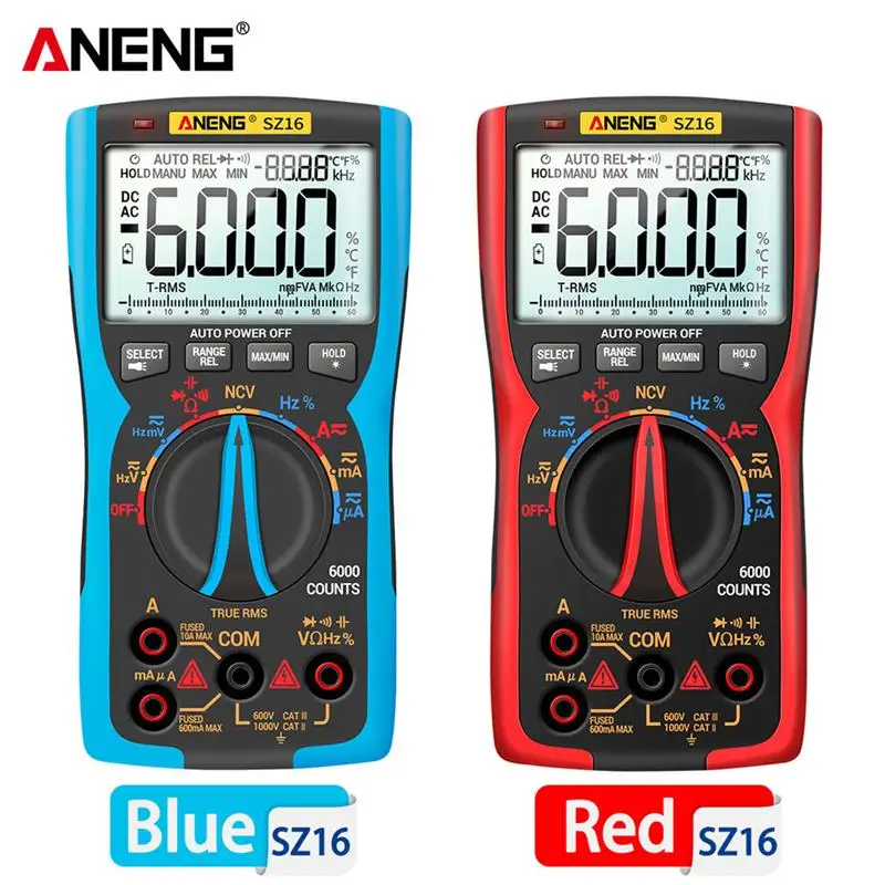 

SZ16 ANENG Digital Multimeter 6000 Counts Professional True RMS Analog Tester Multimetro DIY Transistor Capacitor NCV Testers