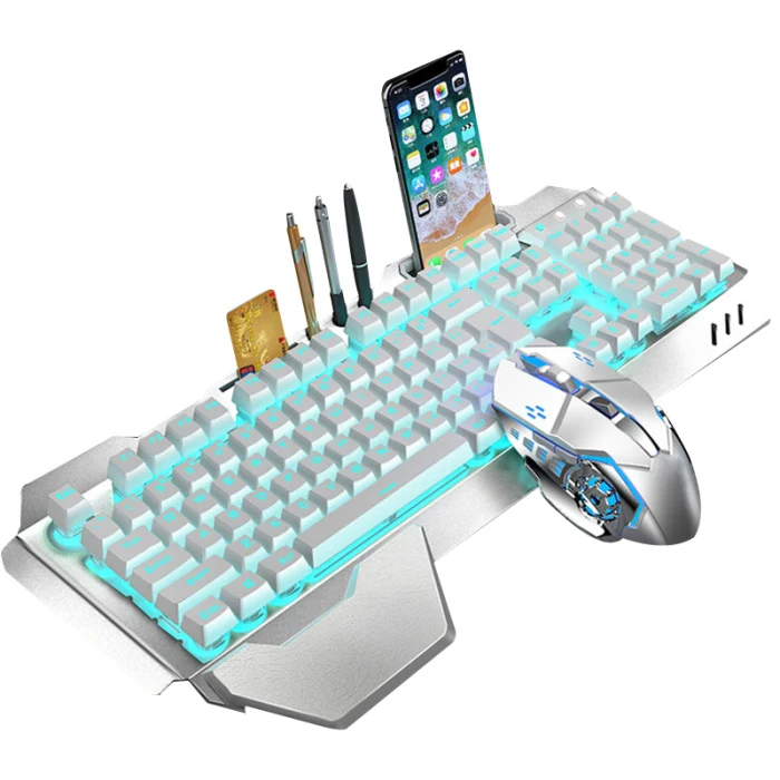 Игровая клавиатура мышь набор аккумуляторная беспроводная клавиатура с красочной световая мышь с 4 регулируемыми dpi NC99