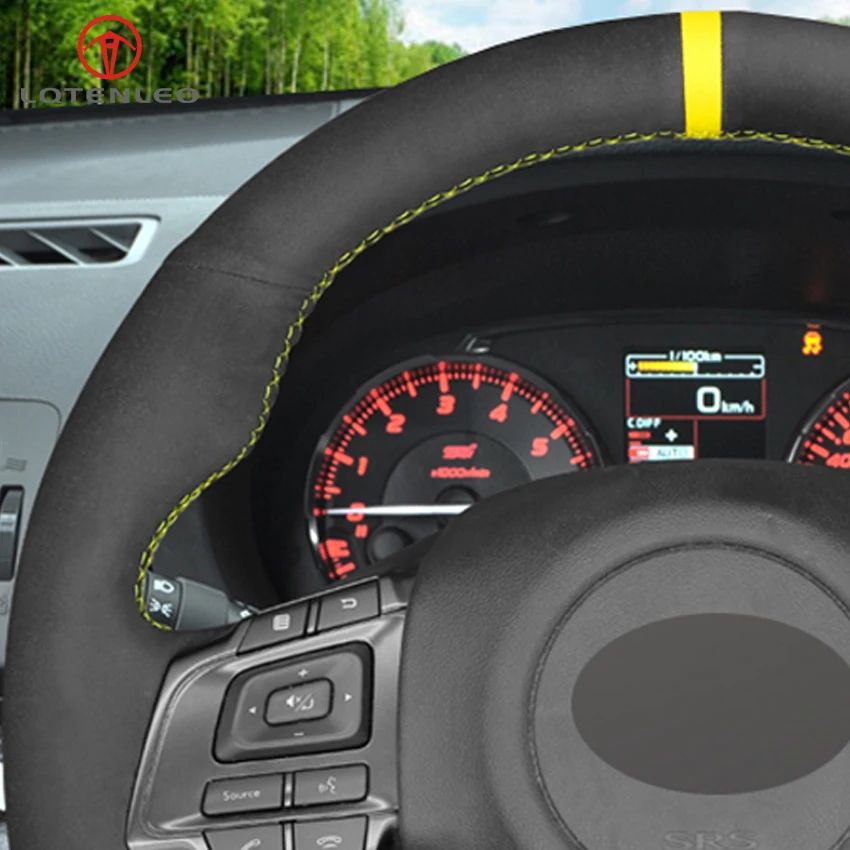 LQTENLEO черная замша DIY Ручная сшитая крышка рулевого колеса автомобиля для Subaru WRX(STI)- Levorg