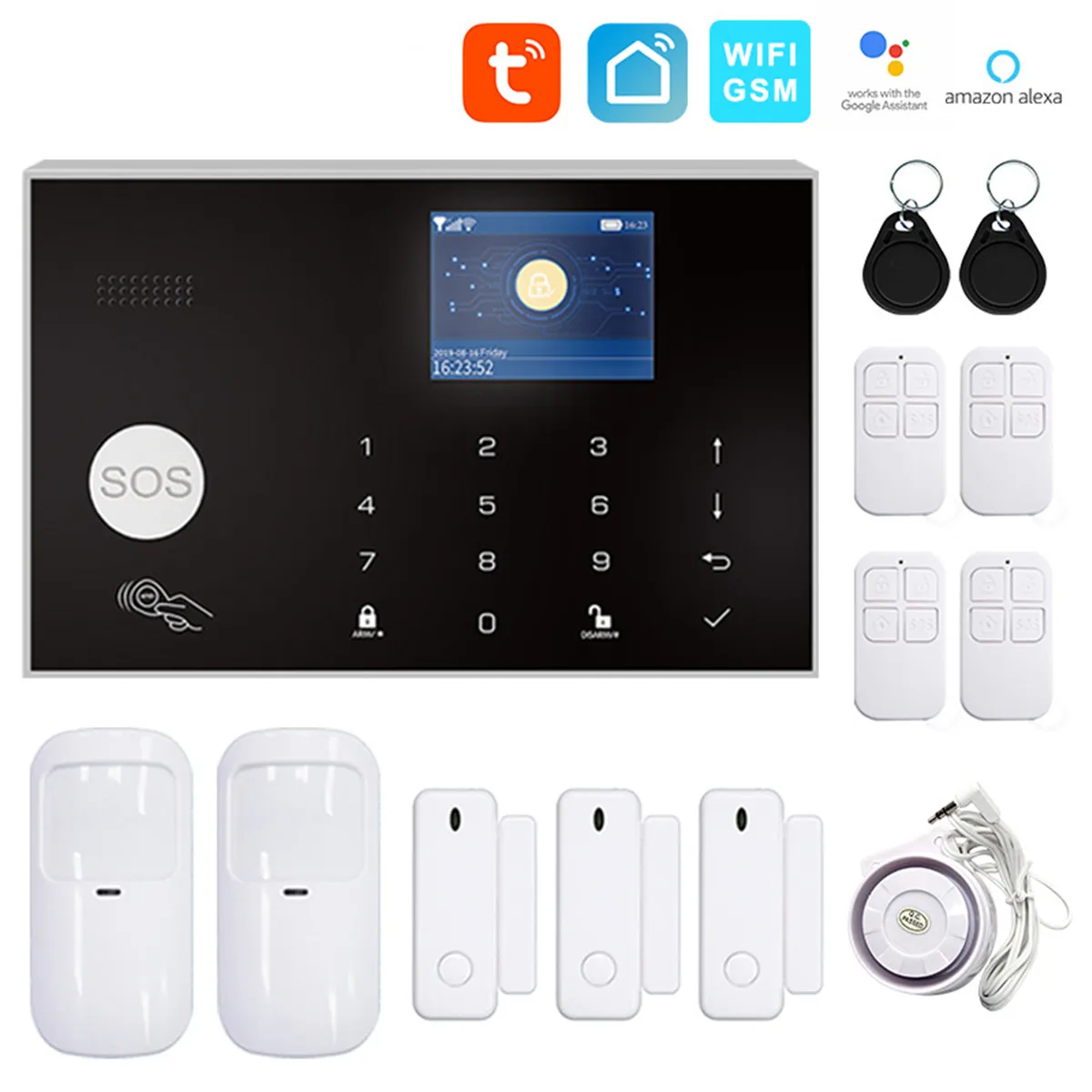 2.4Inch TFT Monitor Tuya Smart Life APP Remote Control WIFI 4G Alarm System Home Security Alarm Sensor