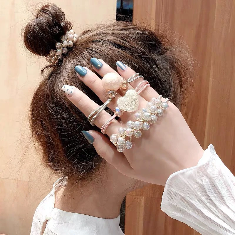 

3pcs New Arrival Fashion Peals Elastic Hair Bands Ponytail Holder For Girls
