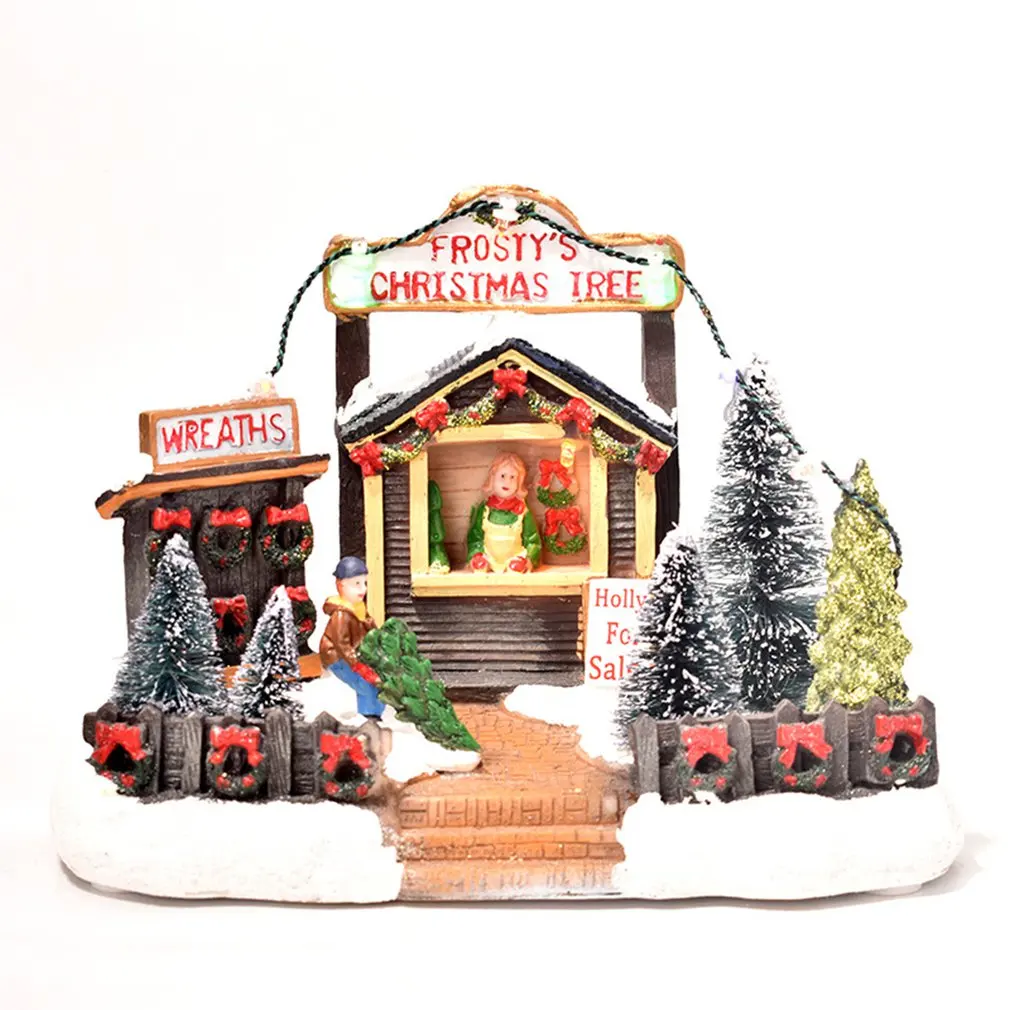 

Creative LED Light Christmas Snow House Luminous Village Figurine Resin Ornament Decoration Holiday Xmas Gifts
