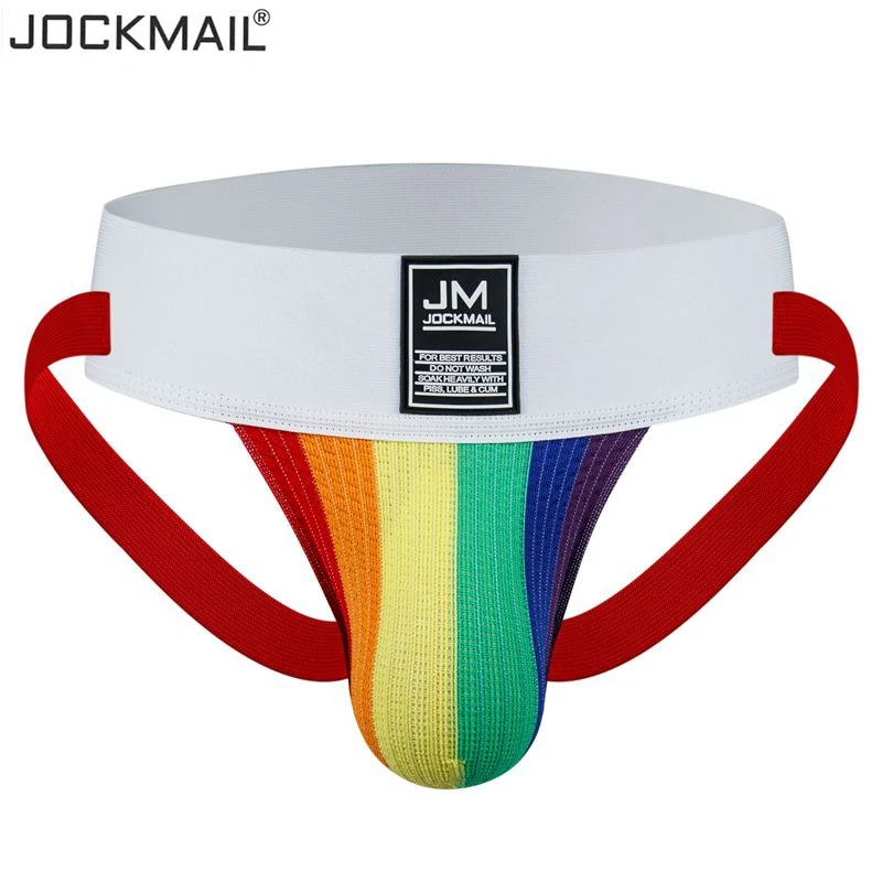 

JOCKMAIL Men Jockstrap Athletic Supporter Gym Strap Mens Brief Rainbow Colors,1-3" Waistband Jockstraps Sexy Gay Men Underwear