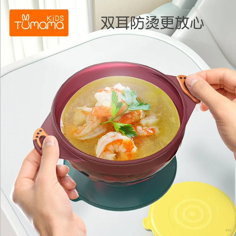 

Parabebe 3 Bowls Set Silicone Plate Anti-slip Anti-drop Sucker Bowl Baby Food Dish Set Solid BPA Free Suction Plates for Babies