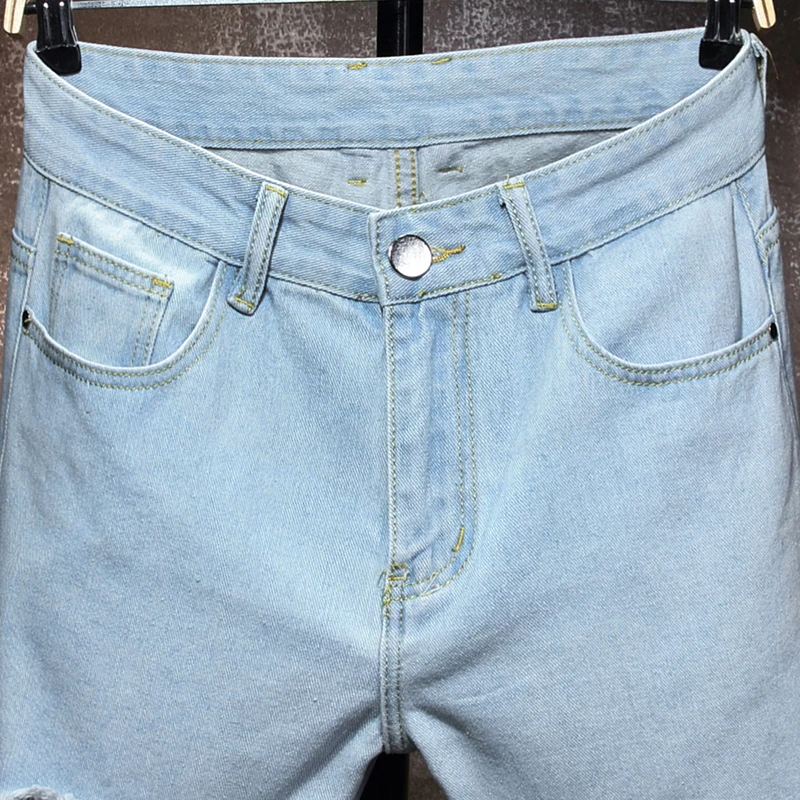 Мужские джинсы повседневные плиссированные штаны с дырками мужские европейские